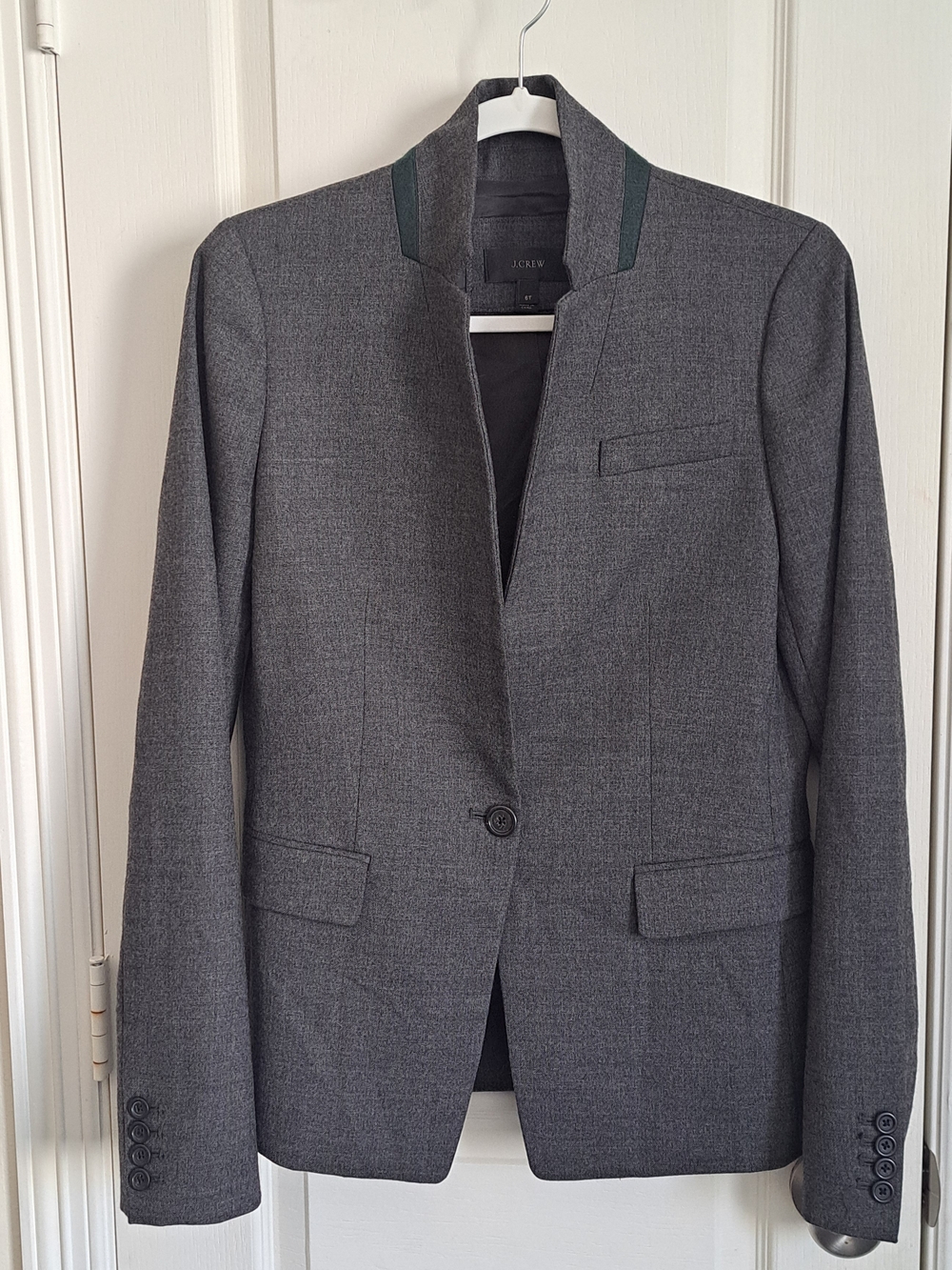 J.Crew Regent Blazer Women 6T Black Wool Stretch Single Button Career Preppy